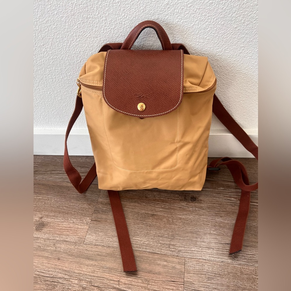 Longchamp backpack mustard yellow
